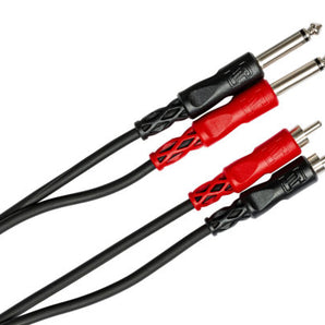Hosa CPR-202 Stereo Interconnect Cable - Dual 1/4-inch TS Male to Dual RCA Male - 6.6 foot