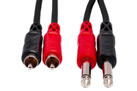 Thumbnail for Hosa CPR-203 Stereo Interconnect Cable - Dual 1/4-inch TS Male to Dual RCA Male - 9.9 foot