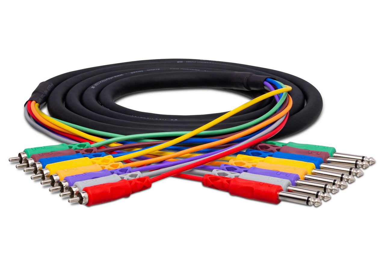Hosa CPR-803 8-channel 1/4-inch TS Male to RCA Male Snake - 9.9 foot