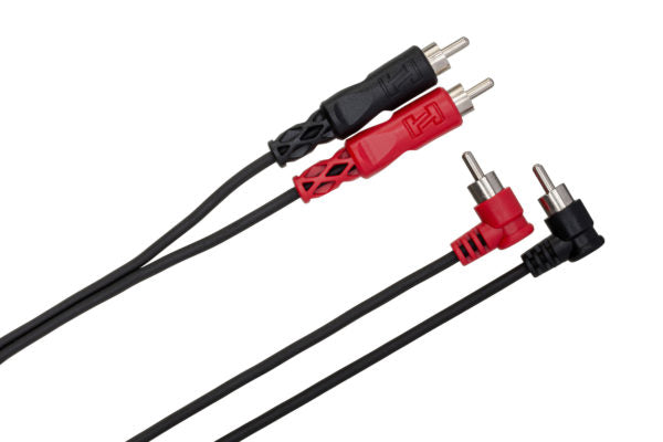 Hosa CRA-202RR Stereo Interconnect Dual Right Angle RCA to Dual Right Angle RCA Cable - 6 foot