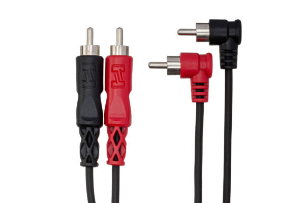 Hosa CRA-202RR Stereo Interconnect Dual Right Angle RCA to Dual Right Angle RCA Cable - 6 foot