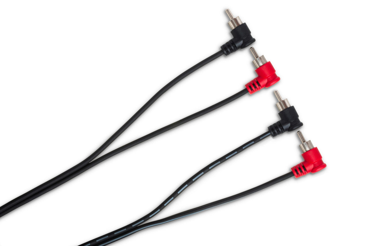Hosa CRA-202RR Stereo Interconnect Dual Right Angle RCA to Dual Right Angle RCA Cable - 6 foot