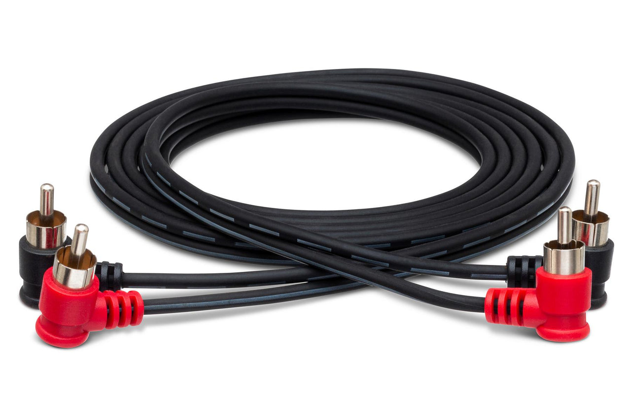 Hosa CRA-202RR Stereo Interconnect Dual Right Angle RCA to Dual Right Angle RCA Cable - 6 foot