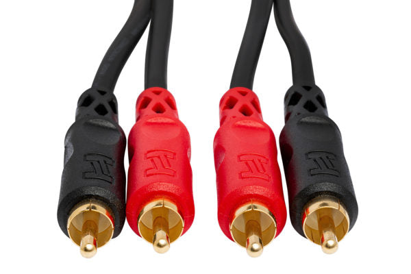 Hosa CRA-202RR Stereo Interconnect Dual Right Angle RCA to Dual Right Angle RCA Cable - 6 foot