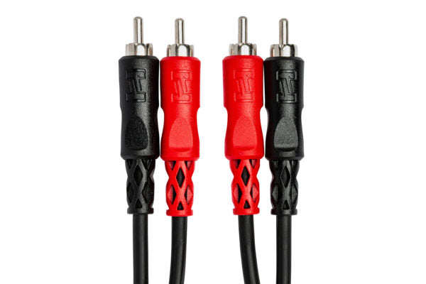 Hosa CRA-202RR Stereo Interconnect Dual Right Angle RCA to Dual Right Angle RCA Cable - 6 foot