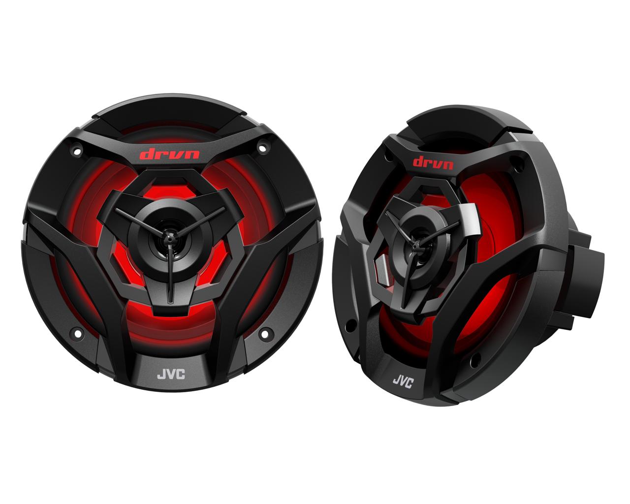 2 JVC CS-DR620MBL 6.5inch 2-Way Coaxial Speakers featuring 21-color LED Illumination / Water Resistant (IPX5) / UV Resistant Woofers / Peak Power 260W / RMS Power 75W