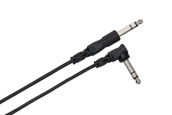 Hosa CSS-115R Balanced Interconnect Cable - 1/4-inch TRS Male to Right Angle 1/4-inch TRS Male - 15 foot