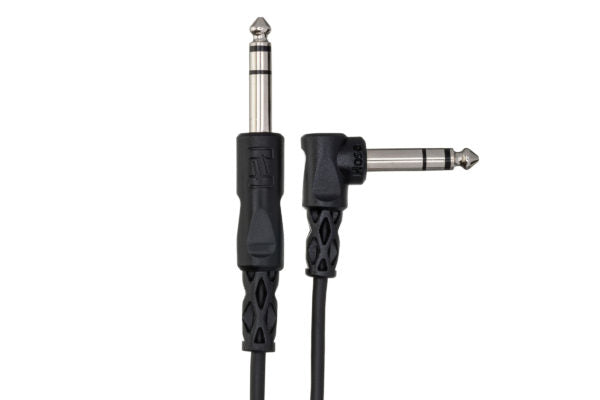 Hosa CSS-115R Balanced Interconnect Cable - 1/4-inch TRS Male to Right Angle 1/4-inch TRS Male - 15 foot
