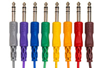 Thumbnail for Hosa CSS-830 1/4-inch TRS Male to 1/4-inch TRS Male Patch Cable 8-pack - 1 foot (Various Colors)