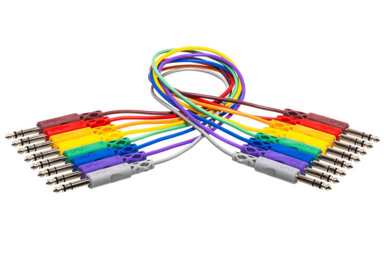 Hosa CSS-890 1/4-inch TRS Male to 1/4-inch TRS Male Patch Cable 8-pack - 3 foot (Various Colors)