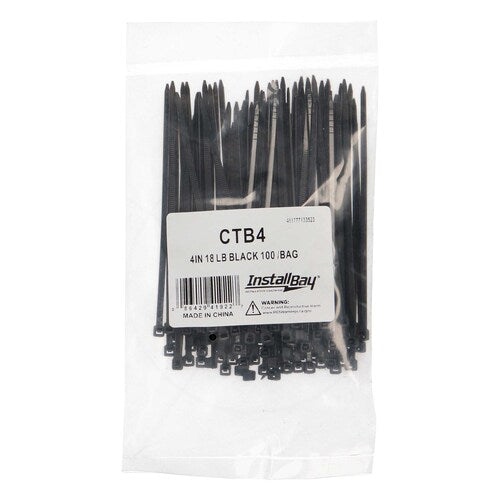 Install Bay CTB4 Cable Tie 4" Black 100 Count