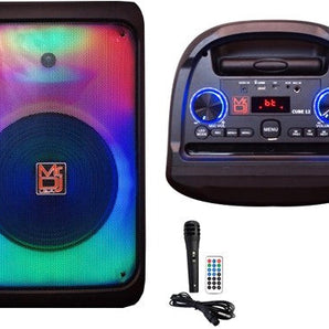 MR DJ CUBE12 12" Rechargeable Portable Karaoke Speaker with Party Flame Lights Microphone TWS USB FM Radio