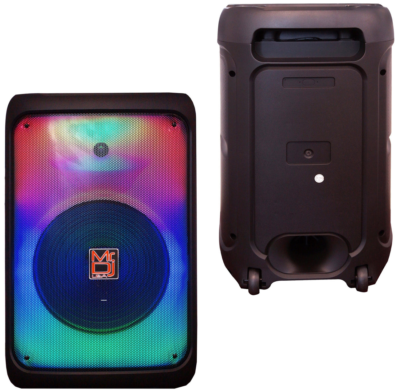 MR DJ CUBE12 12" Rechargeable Portable Bluetooth Karaoke Speaker with Party Flame Lights Microphone TWS USB FM Radio