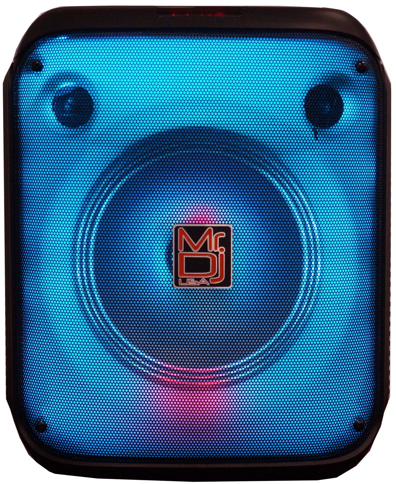 MR DJ CUBE8 8" Rechargeable Portable Bluetooth Karaoke Speaker with Party Flame Lights Microphone TWS USB FM Radio