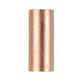Copper uninsulated butt connector showing a smooth surface and central joint, designed for 1/0 gauge wire connections.