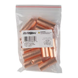 Copper uninsulated butt connector showing a smooth surface and central joint, designed for 1/0 gauge wire connections.