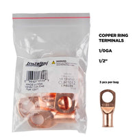 Thumbnail for Install Bay CUR1012 Copper Uninsulated Ring Terminal 1/0 Gauge 1/2