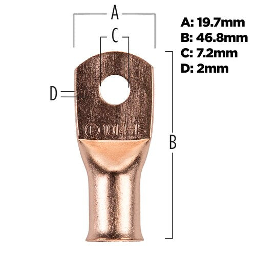 Install Bay CUR1014 Copper Uninsulated Ring Terminal 1/0 Gauge 1/4" 5/PK