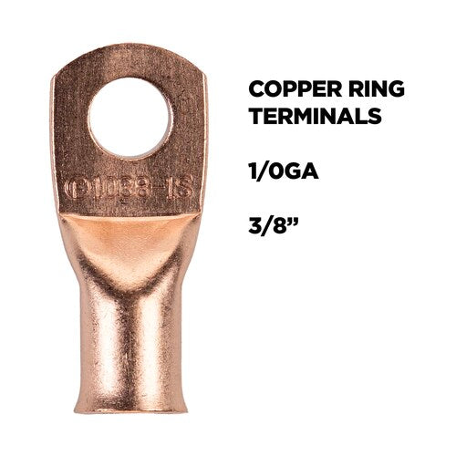 Install Bay CUR1038 Copper Uninsulated Ring Terminal 1/0 Gauge 3/8" 5/PK