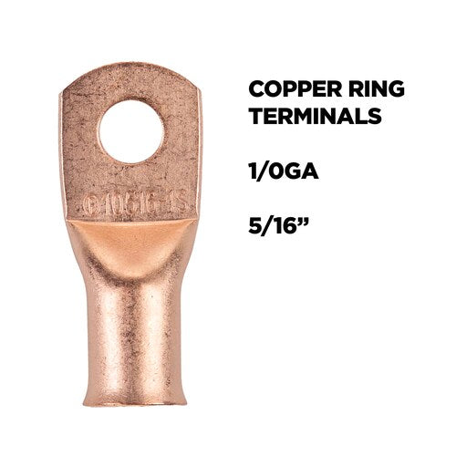 Install Bay CUR10516 Copper Uninsulated Ring Terminal 1/0 Gauge 5/16" 5/PK