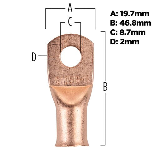 Install Bay CUR10516 Copper Uninsulated Ring Terminal 1/0 Gauge 5/16" 5/PK
