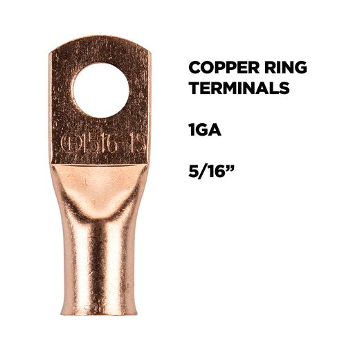 Install Bay CUR1516 Copper Uninsulated Ring Terminal 1 Gauge 5/16" 10/PK