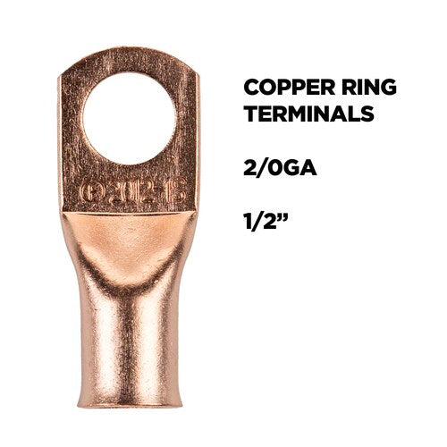 Install Bay CUR2012 Copper Uninsulated Ring Terminal 2/0 Gauge 1/2" 5/PK