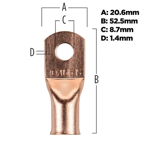 Install Bay CUR20516 Copper Uninsulated Ring Terminal 2/0 Gauge 5/16" 5/PK