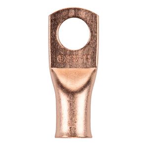 Close-up of Install Bay CUR238 Copper Uninsulated Ring Terminal, 2 Gauge, 3/8 inch, showing the ring and copper finish.