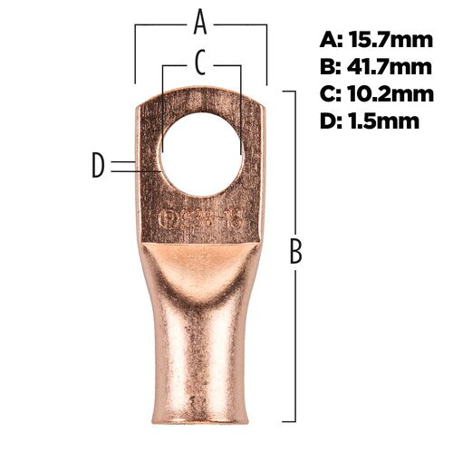 Install Bay CUR238 Copper Uninsulated Ring Terminal 2 Gauge 3/8" 10/PK