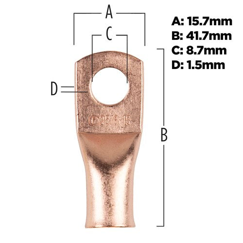 Install Bay CUR2516 Copper Uninsulated Ring Terminal 2 Gauge 5/16 Inch 10 Pack