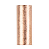 Copper uninsulated butt connector for 2 gauge wires, showing a smooth finish and central crimp for secure connections.