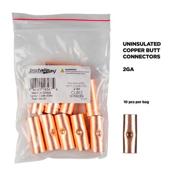 Install Bay CUR2 uninsulated butt connector package containing 10 copper connectors, 2 gauge.