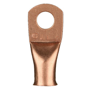 Install Bay CUR412 uninsulated ring terminal, copper 4 gauge, 1/2 inch connector for reliable electrical connections.
