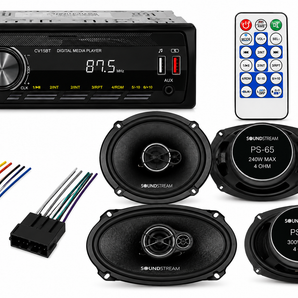 CV15BT Car Stereo + PS-65 & PS-57 Speakers + Harness Fit 1992-1996 Ford F-150