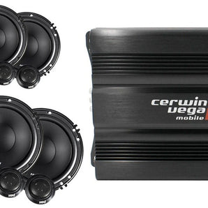 Cerwin Vega CVP1600.4D 1600W Amp + 2 XED650C Component Speakers