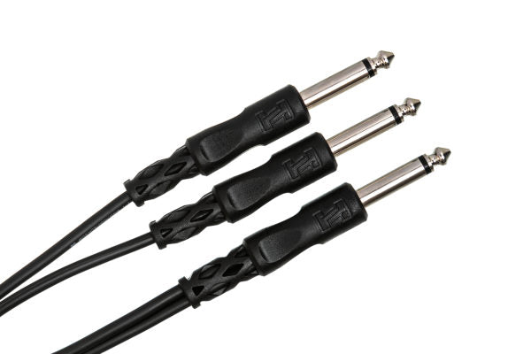Hosa CYP-103 Y Cable - 1/4-inch TS Male to Dual 1/4-inch TS Male - 3 foot