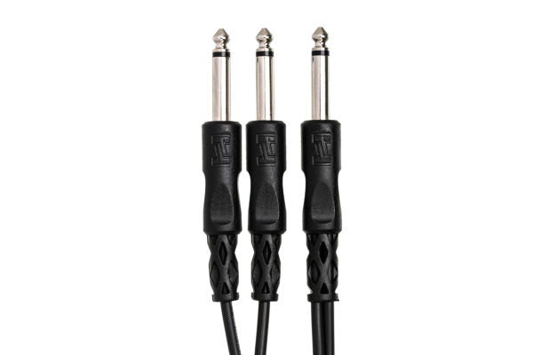 Hosa CYP-103 Y Cable - 1/4-inch TS Male to Dual 1/4-inch TS Male - 3 foot