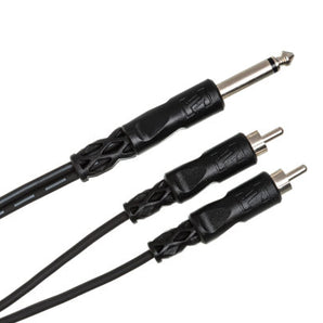 Hosa CYR-103 Y Cable - 1/4-inch TS Male to Dual RCA Male - 9 foot