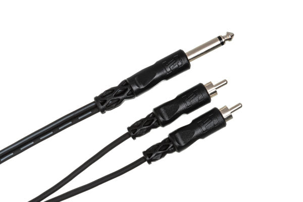 Hosa CYR-103 Y Cable - 1/4-inch TS Male to Dual RCA Male - 9 foot