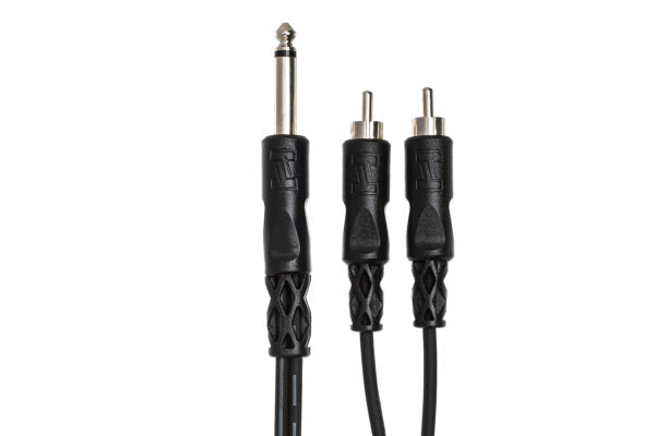 Hosa CYR-103 Y Cable - 1/4-inch TS Male to Dual RCA Male - 9 foot