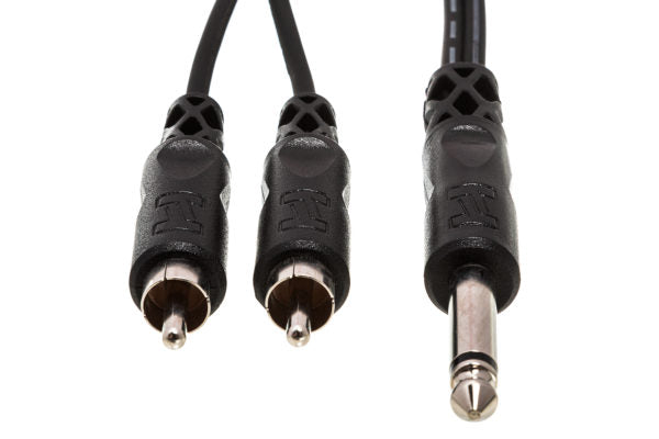 Hosa CYR-102 Y Cable - 1/4-inch TS Male to Dual RCA Male - 6 foot