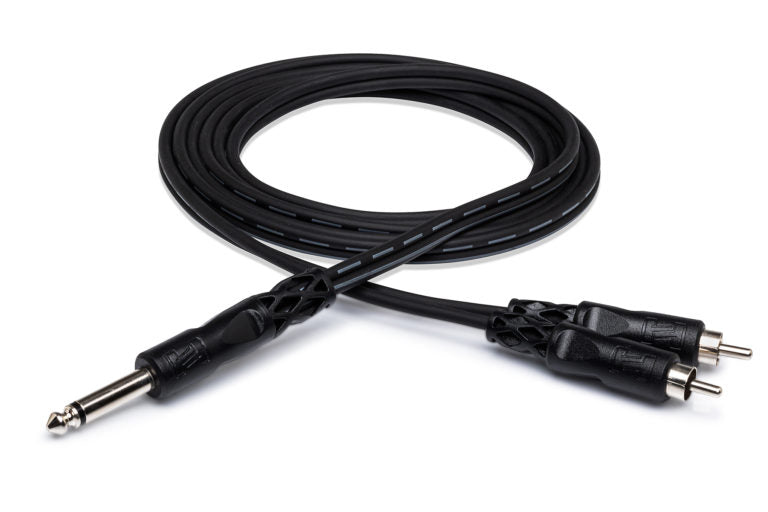 Hosa CYR-102 Y Cable - 1/4-inch TS Male to Dual RCA Male - 6 foot