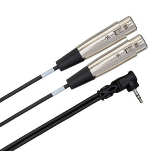 Hosa CYX-405F Microphone Cable - Dual XLR3 Female to Right-angle 3.5mm TRS Male - 5 foot