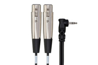 Thumbnail for Hosa CYX-401F Microphone Cable - Dual XLR3 Female to Right-angle 3.5mm TRS Male - 1 foot