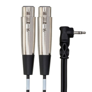 Hosa CYX-402F Microphone Cable - Dual XLR3 Female to Right-angle 3.5mm TRS Male - 2 foot