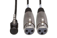 Thumbnail for Hosa CYX-402F Microphone Cable - Dual XLR3 Female to Right-angle 3.5mm TRS Male - 2 foot