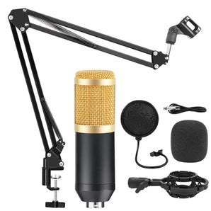 MR DJ CONDKIT5 Studio Condenser Microphone Arm Stand Pop Filter Foam Cap Kit Record Accessory