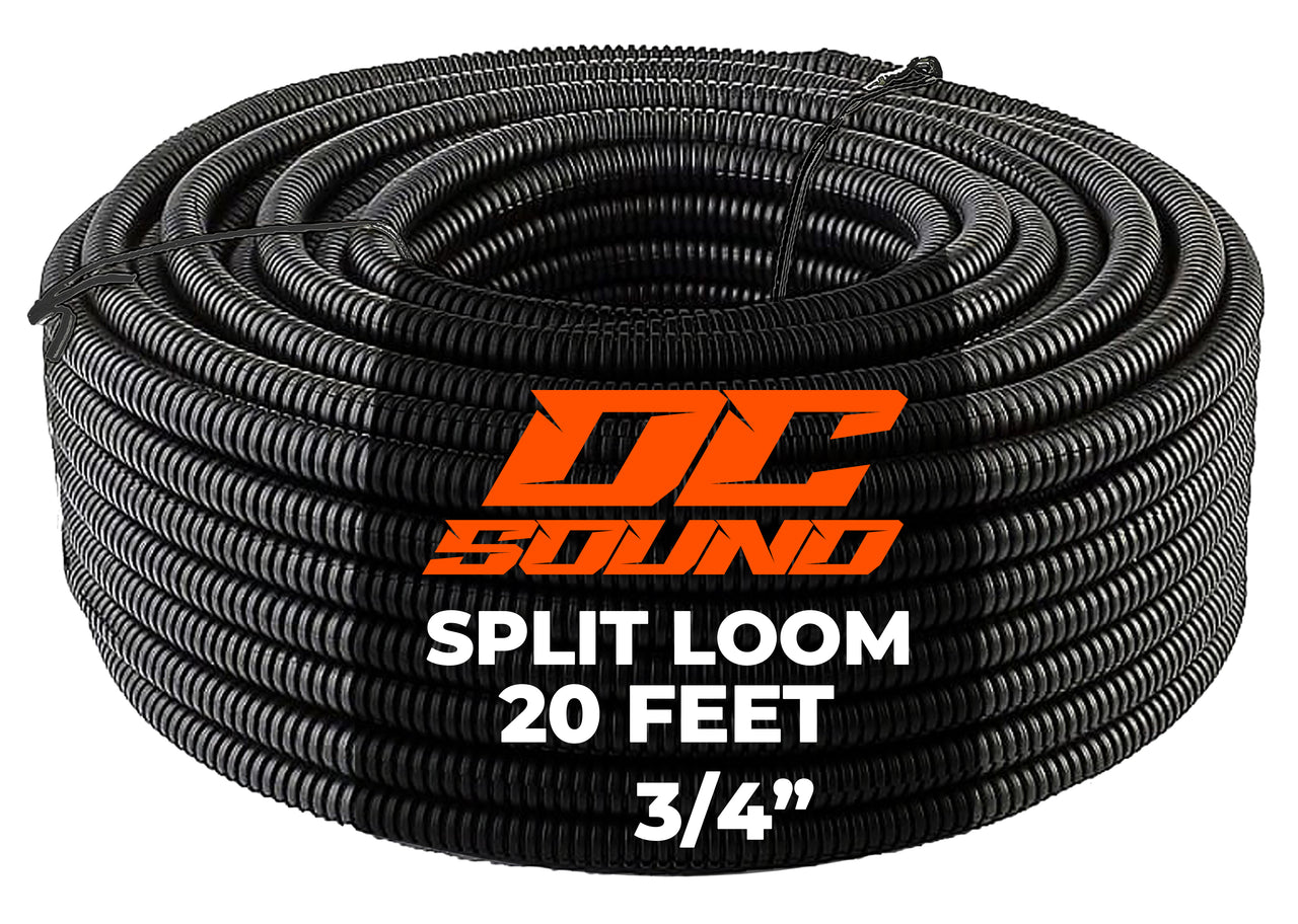 DC Sound 4-Pack 1/4", 3/8", 1/2", 3/4" x 20 Feet Each Split Wire Loom Convoluted Tubing