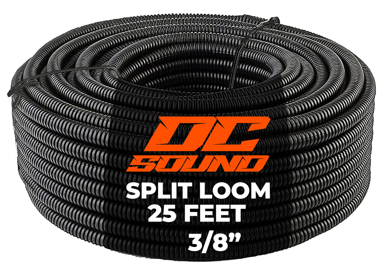 DC Sound 3-Pack 1/4", 3/8", 1/2" x 25 Feet Each Split Wire Loom Convoluted Tubing
